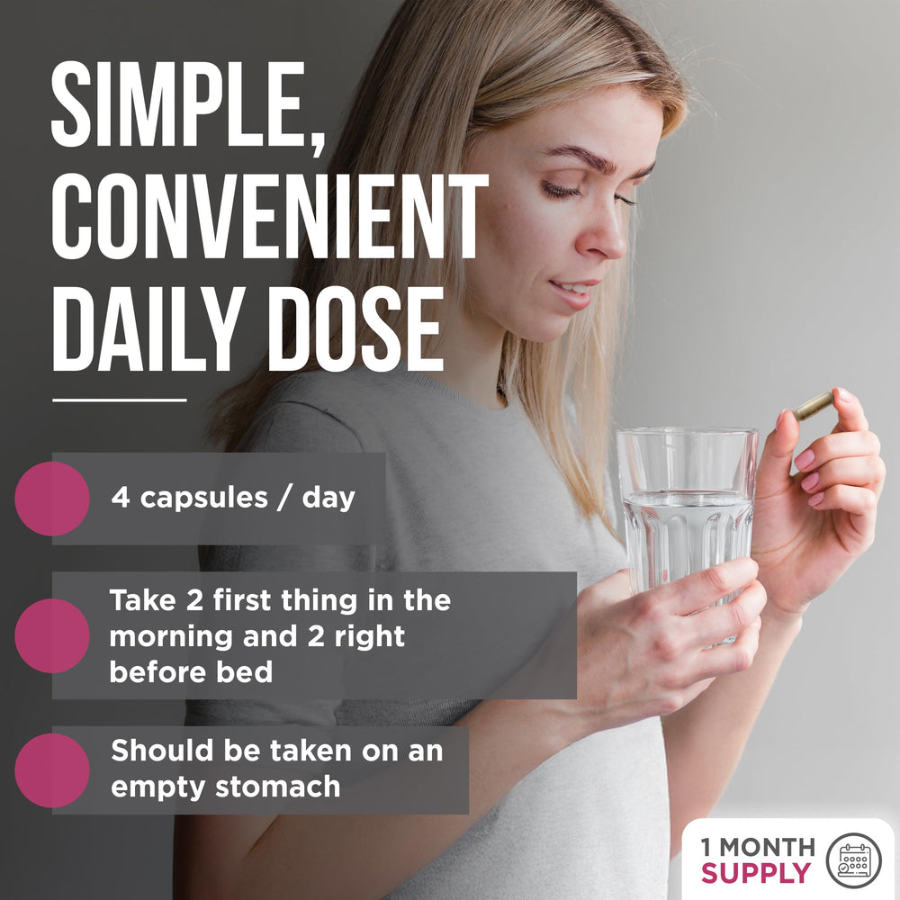 Dosage guide shows morning and night regimen for consistency