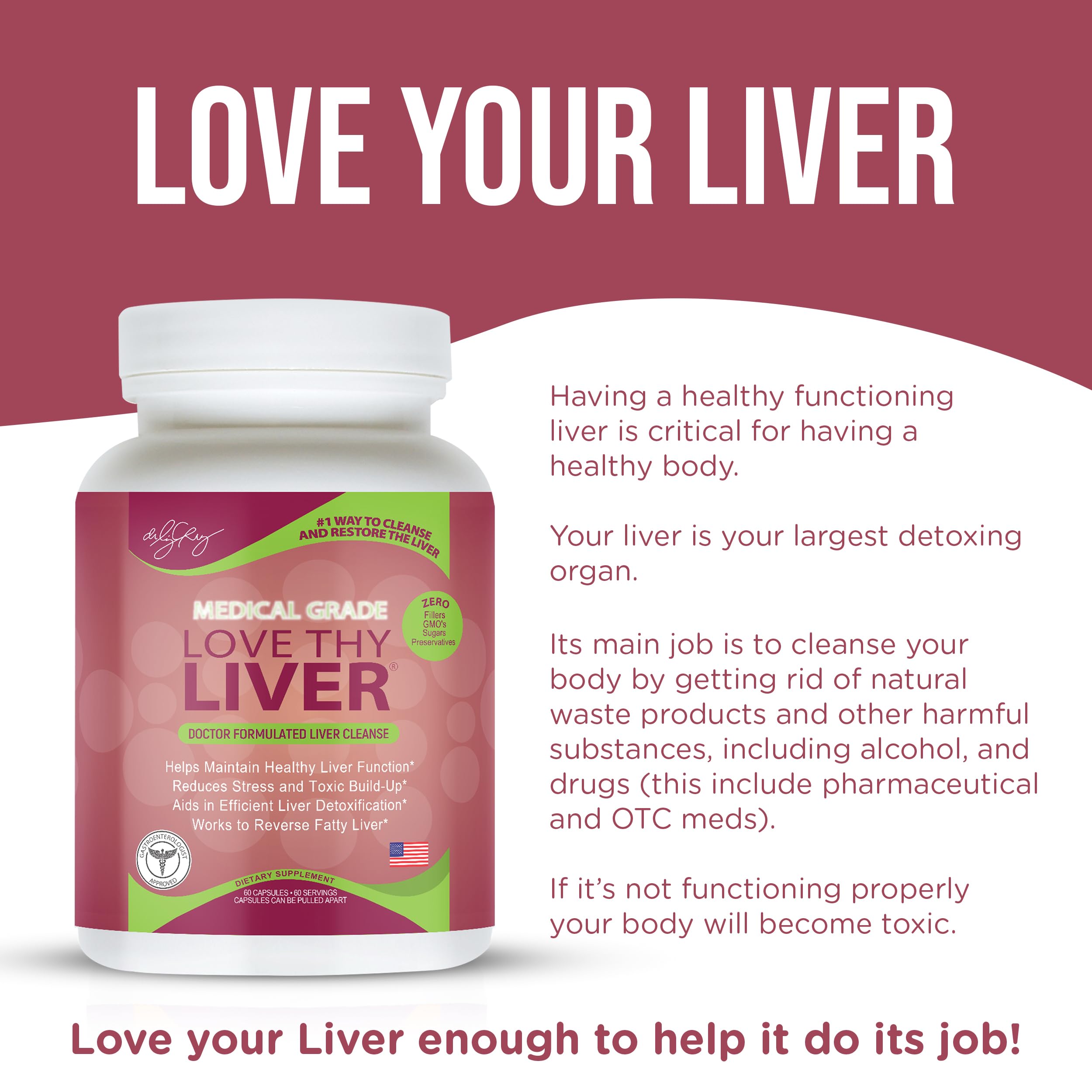 Lifestyle image of bottle on kitchen counter for daily liver care.