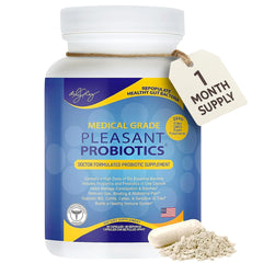 Dr. Liz Cruz Pleasant Probiotics bottle for daily gut health support.