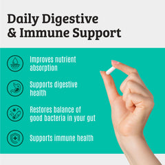 Dr. Matthew 15-strain probiotic blend supports balanced digestion.