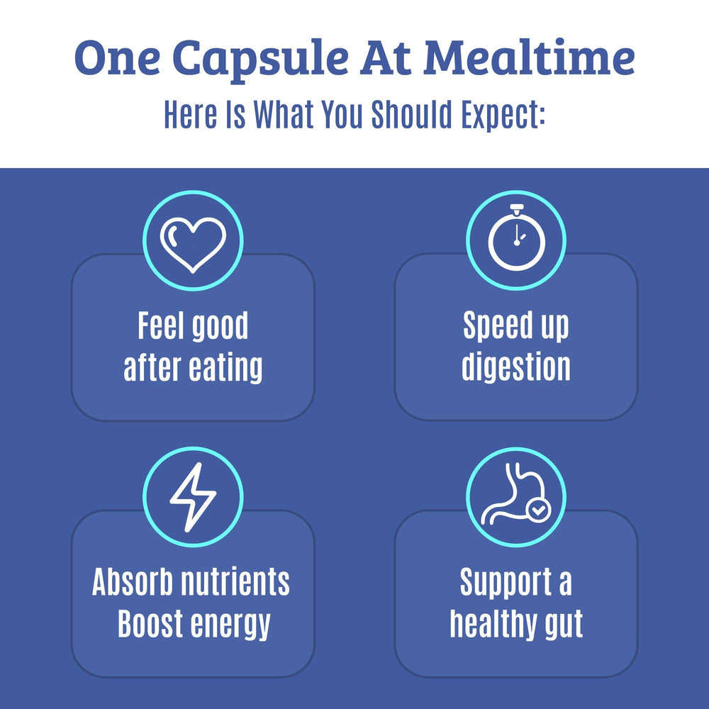 Dr. Matthew digestive enzymes pour bottle demonstrates quick take for meals.