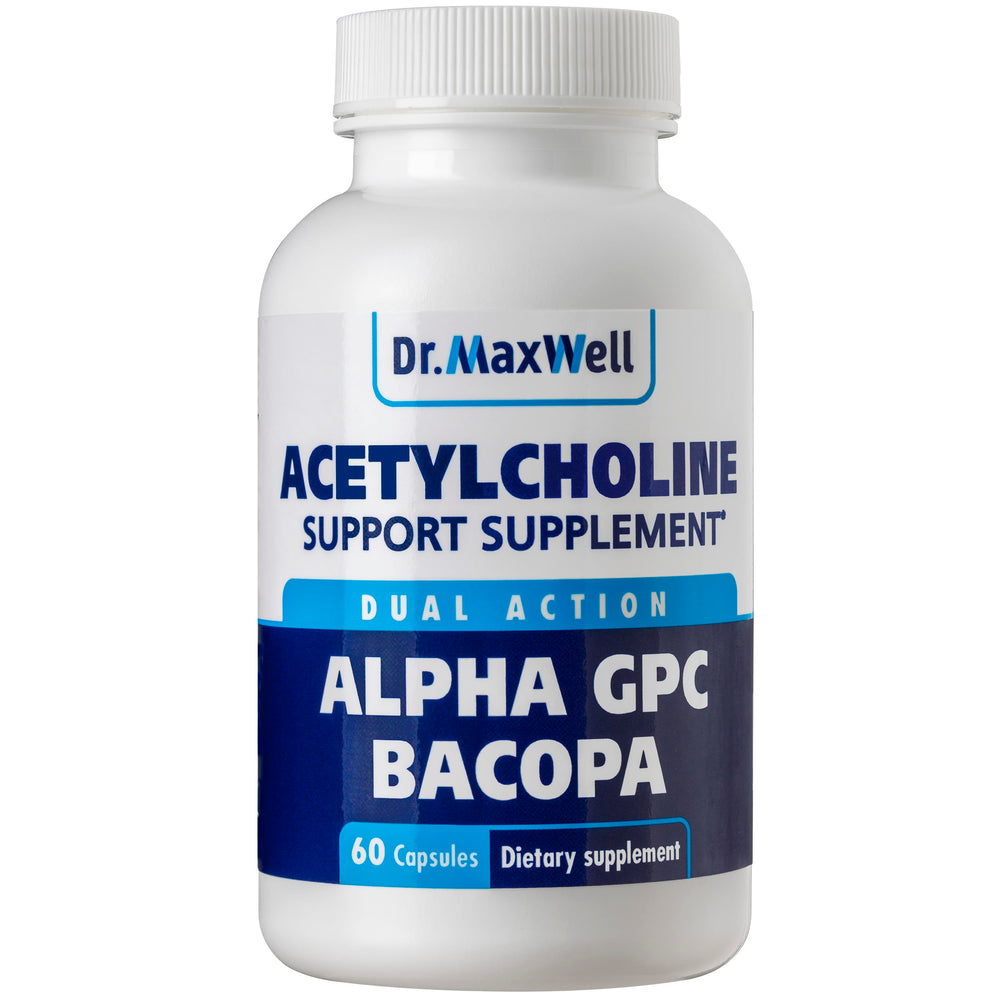 Dr. Maxwell Acetylcholine bottle with Alpha GPC and Bacopa for cognitive support
