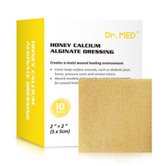 Dr. Med Manuka Honey Calcium Alginate Dressing 2x2 box for versatile wound care.