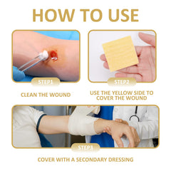 Dr. Med Manuka Honey dressing demonstrates gentle removal from skin.