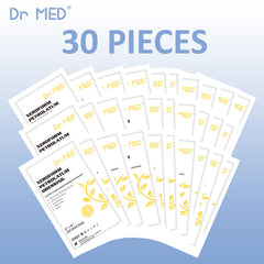 Dr. Med Xeroform patch label and box with sizing information