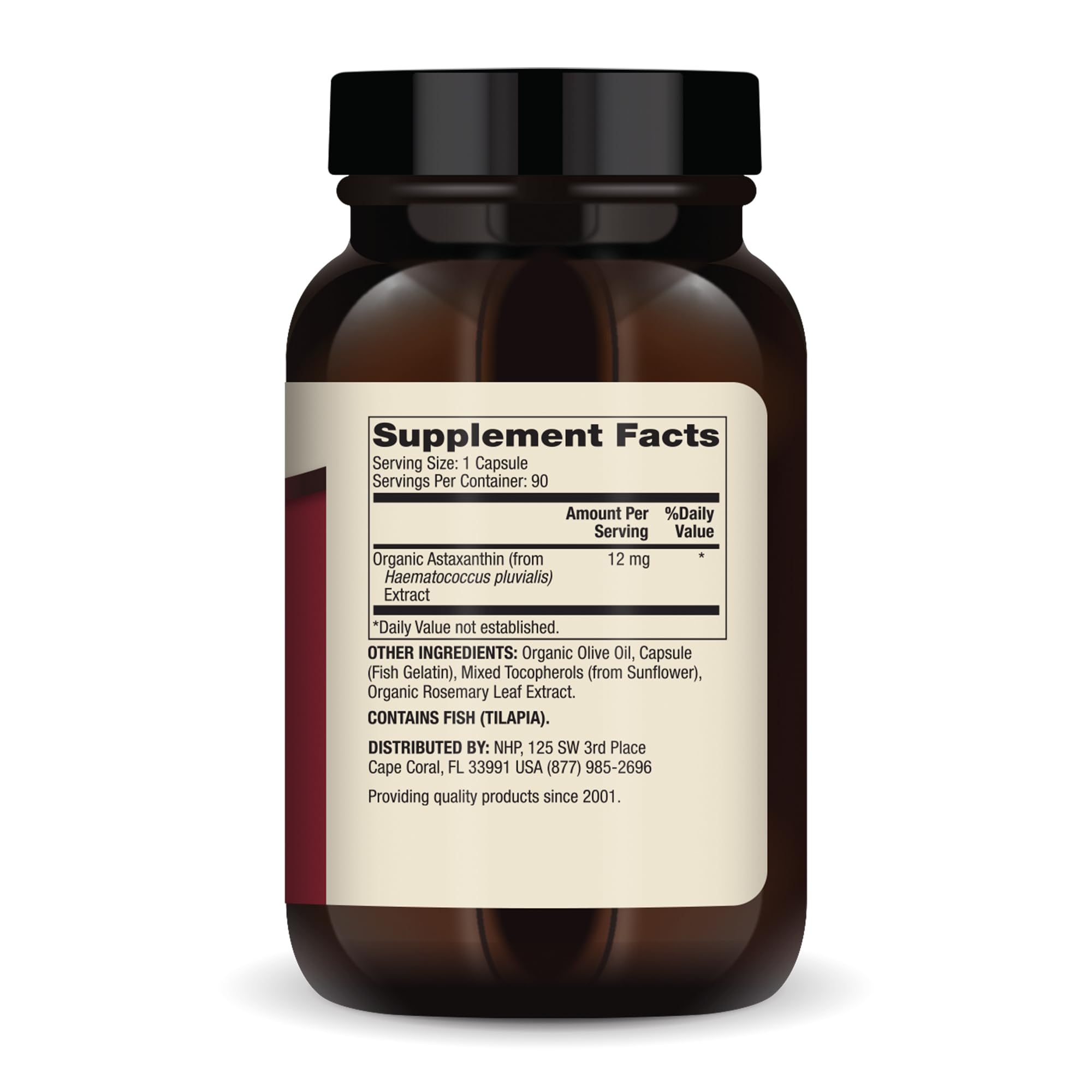 Close-up of Dr. Mercola astaxanthin capsules designed for daily use