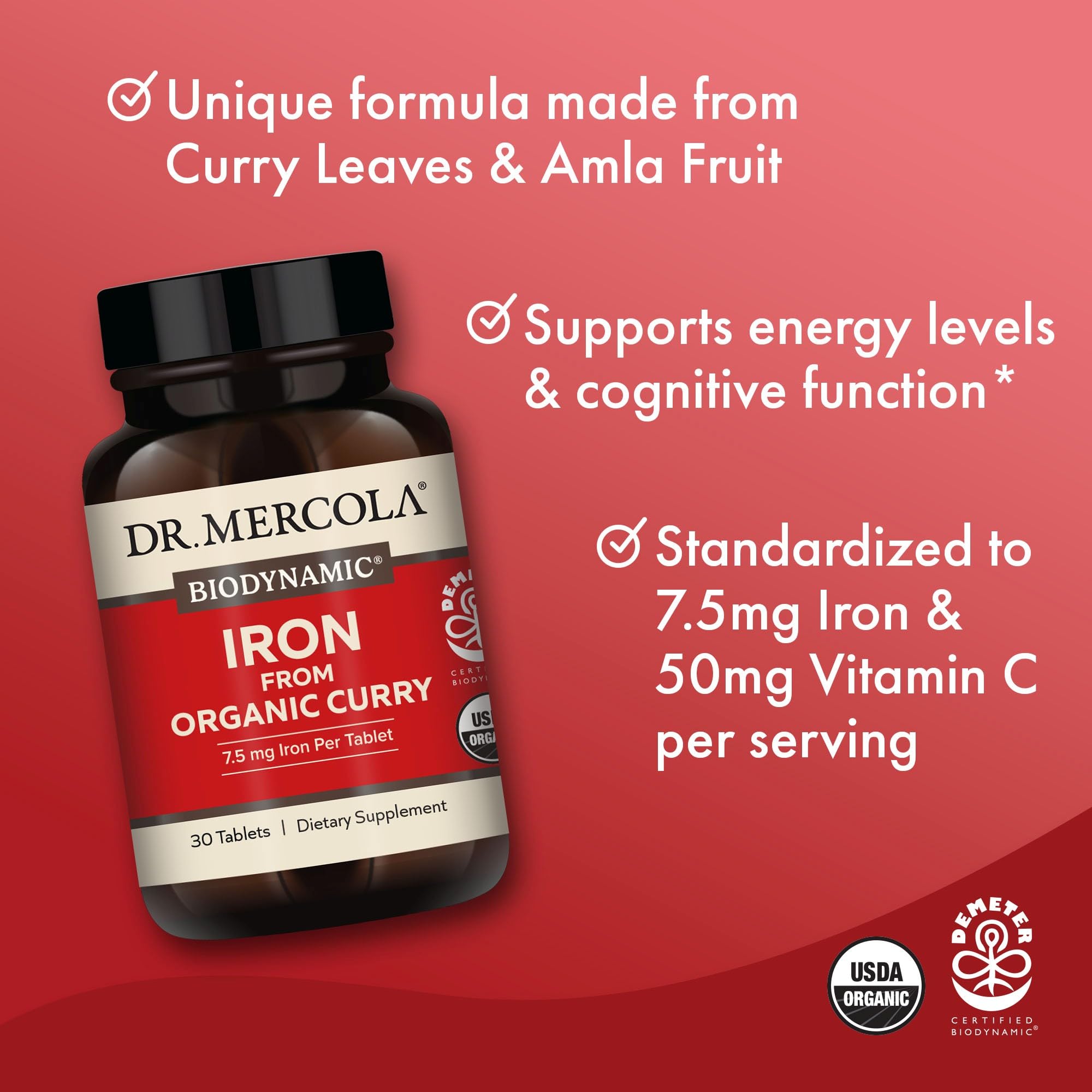 Dr. Mercola Biodynamic curry leaves iron source detail in product