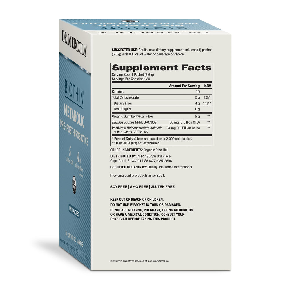 Biothin metabolic powder ready to mix into drinks for easy digestion.