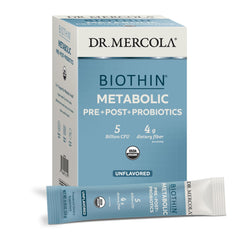 Biothin powder stirred into a beverage to support gut health.