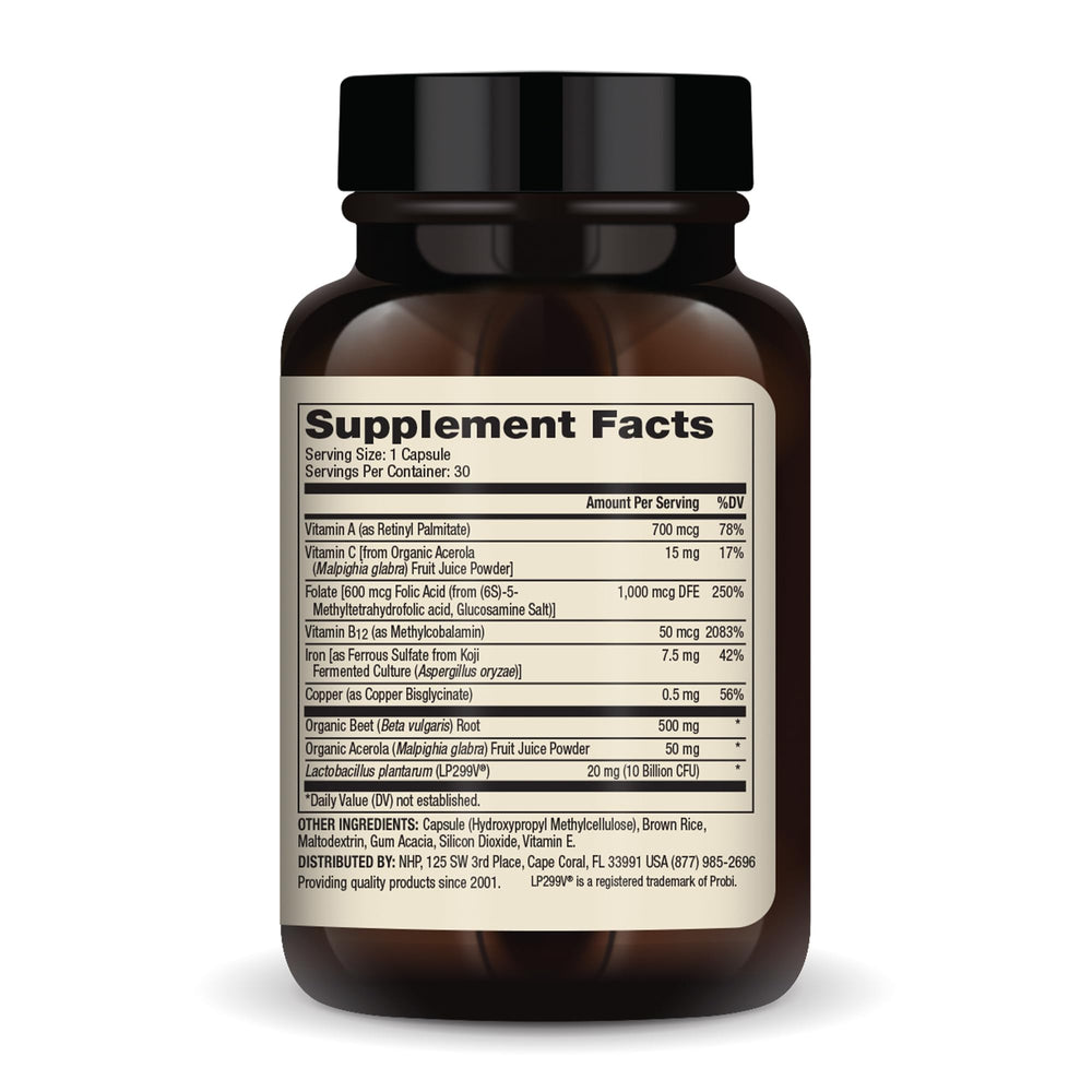 Dr. Mercola Blood Boost with Iron packaging image highlighting whole foods and probiotic blend for daily wellness.