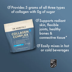 Dr Mercola Collagen Complex grass-fed beef bone broth label emphasizes multi-source collagen