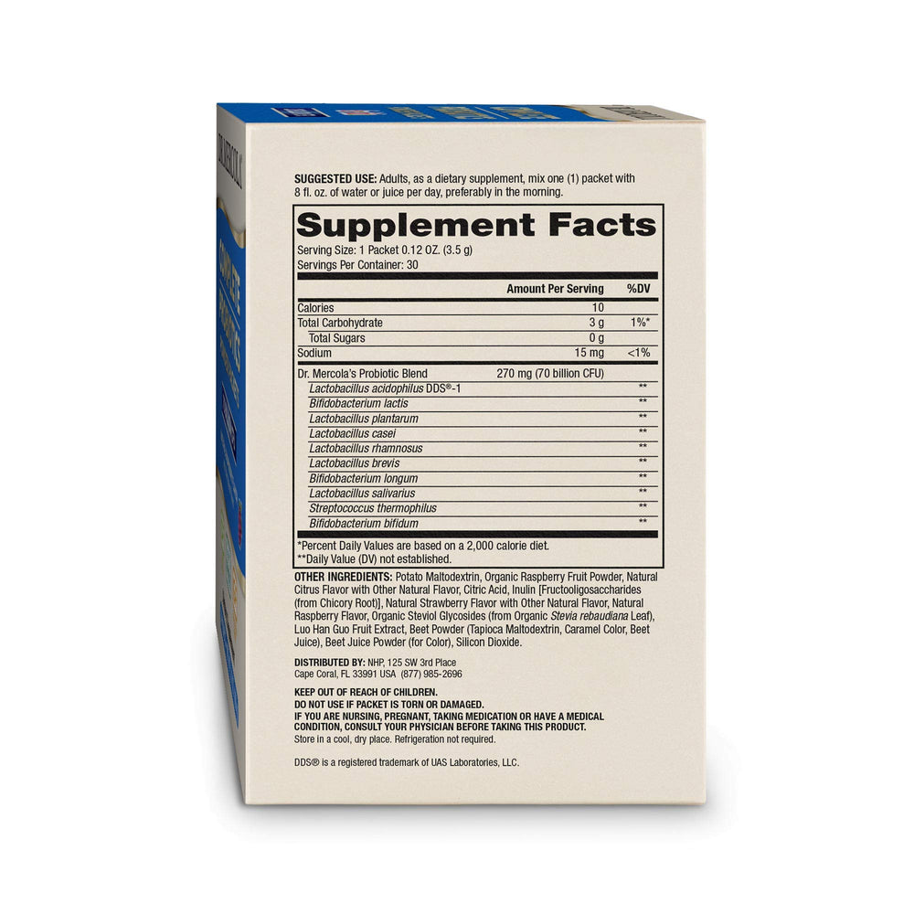 Dr. Mercola Complete Probiotics Packets with 10 strains for balanced digestion