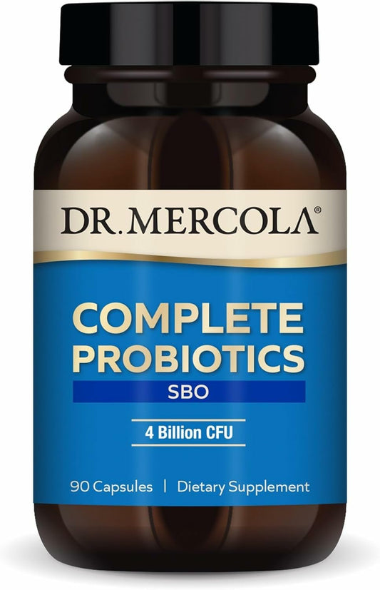 Dr. Mercola Complete Probiotics SBO bottle – supports daily gut balance.