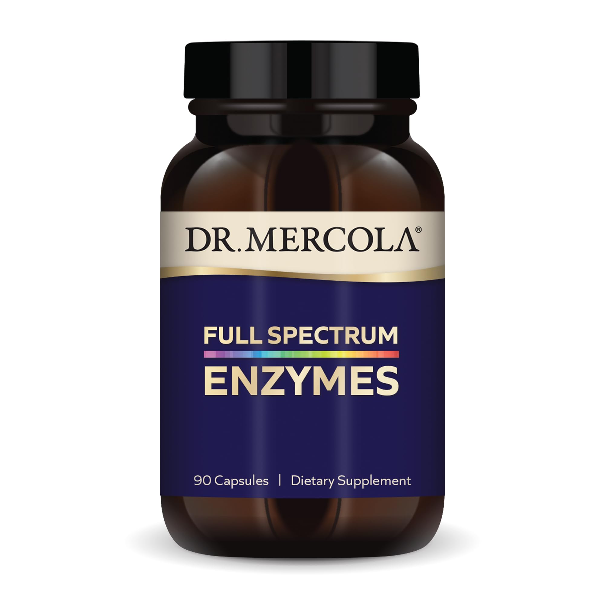 Dr. Mercola Full Spectrum Enzymes bottle with 22 enzymes supports digestion