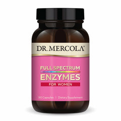 Dr. Mercola Full Spectrum Enzymes for Women bottle supports digestion and nutrient absorption.