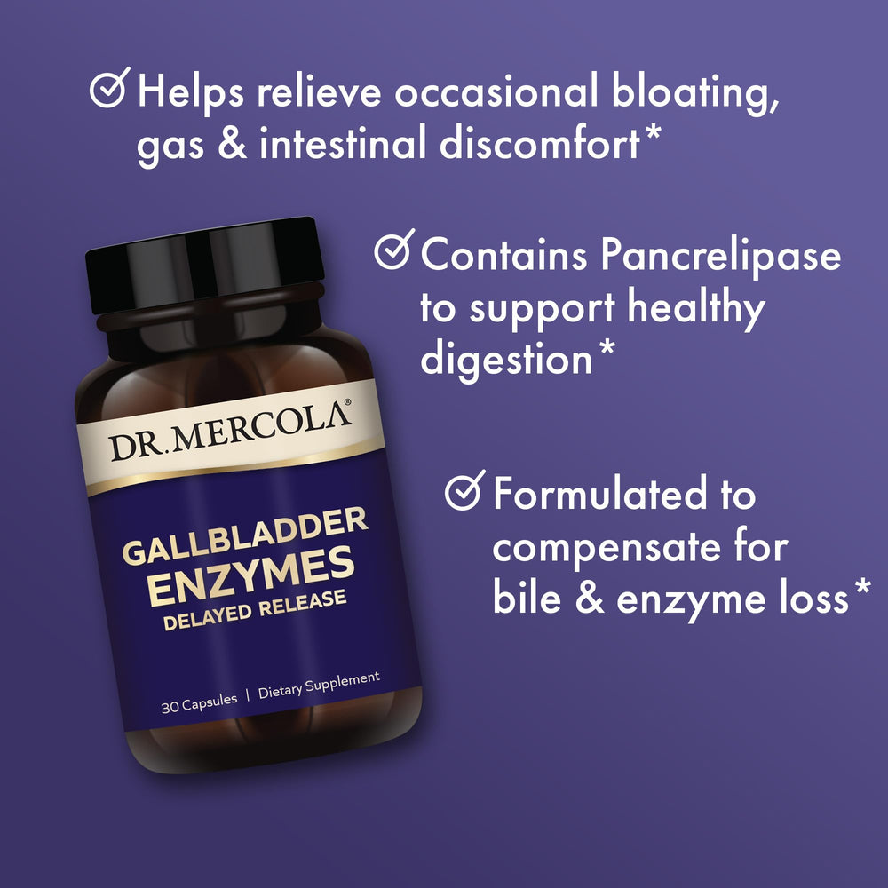Dr. Mercola Gallbladder Enzymes delayed-release capsules protect enzymes from stomach acid