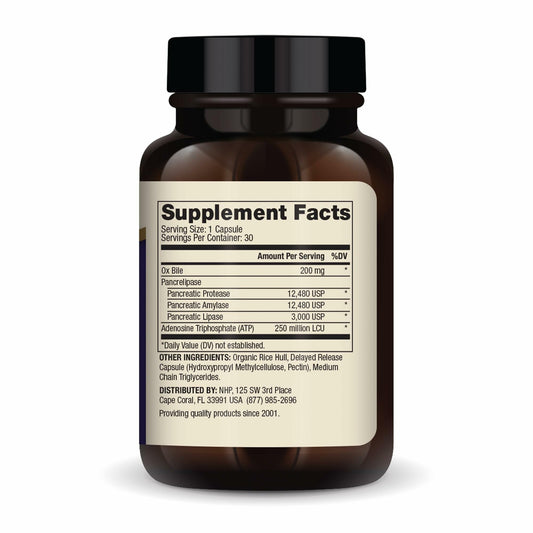 Dr. Mercola Gallbladder Enzymes label closeup highlights the enzyme blend for fat digestion
