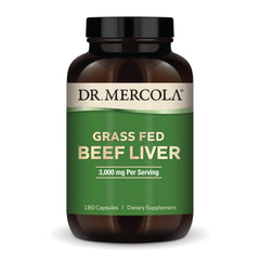 Dr. Mercola Grass Fed Beef Liver bottle for daily nutrient support.