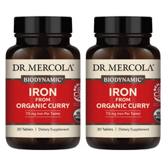 Dr. Mercola Iron from Organic Curry bottle with tablets supporting daily vitality