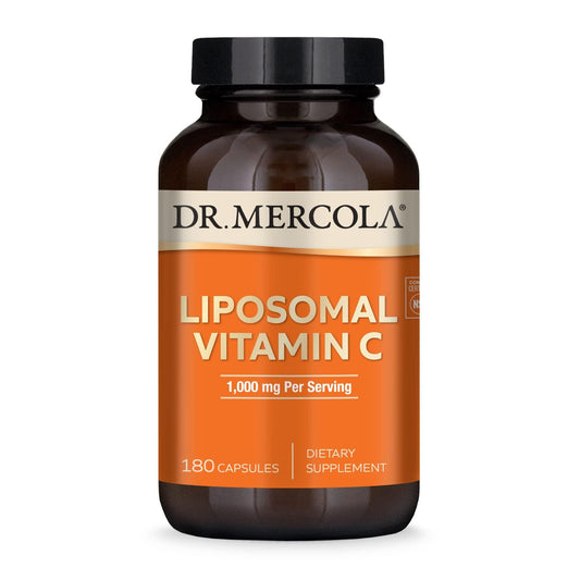 Dr Mercola Liposomal Vitamin C bottle highlights 1,000 mg per serving for potential immune support
