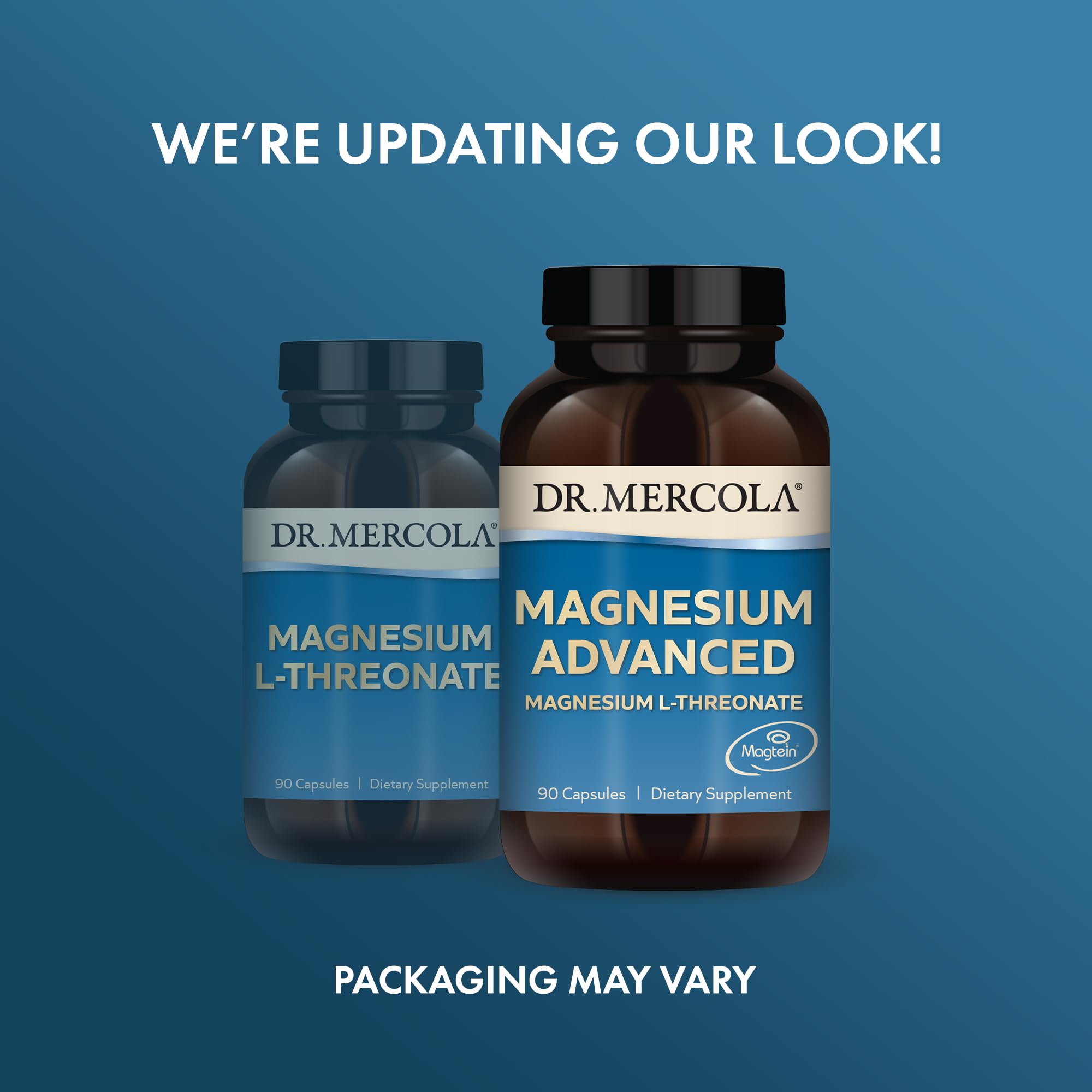 Dr. Mercola Magnesium Advanced bottle cap close-up highlighting easy-to-swallow capsules