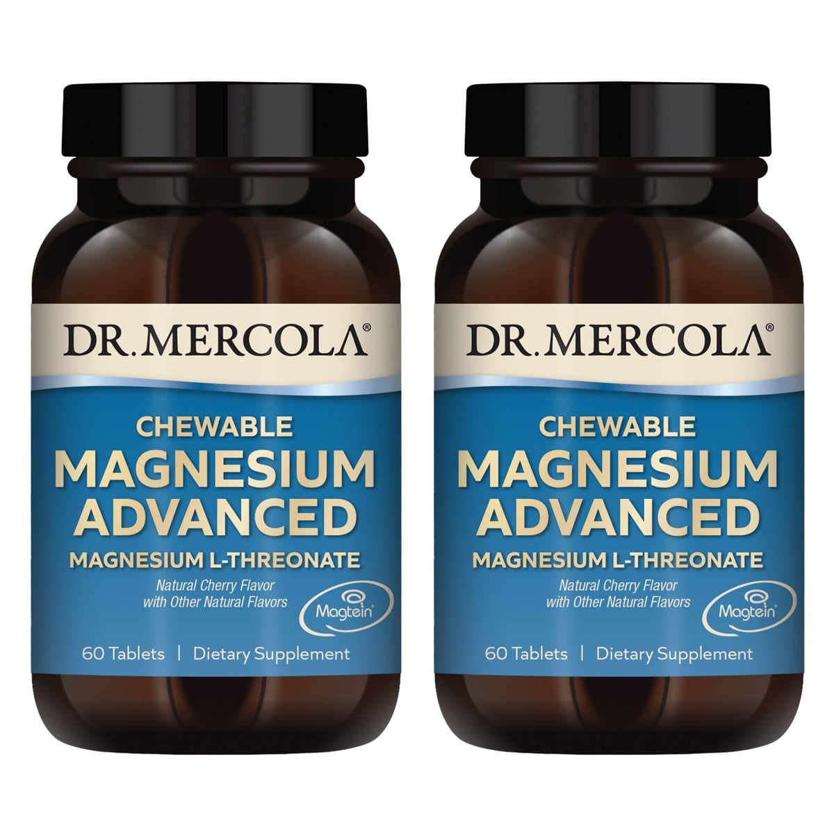 Dr. Mercola Magnesium Chewable Advanced bottle with 60 tablets for daily magnesium support.