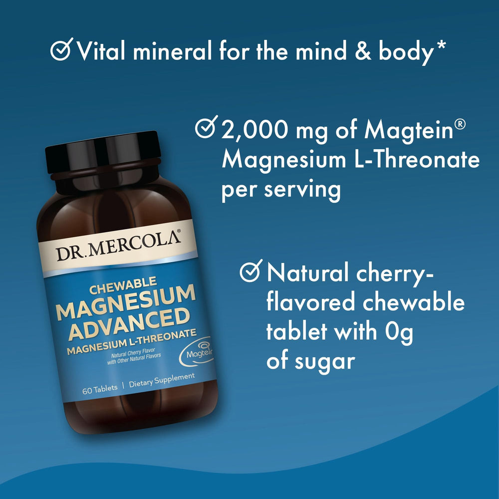 Two-pack Dr. Mercola Magnesium Chewable Advanced packaging for extended supply.