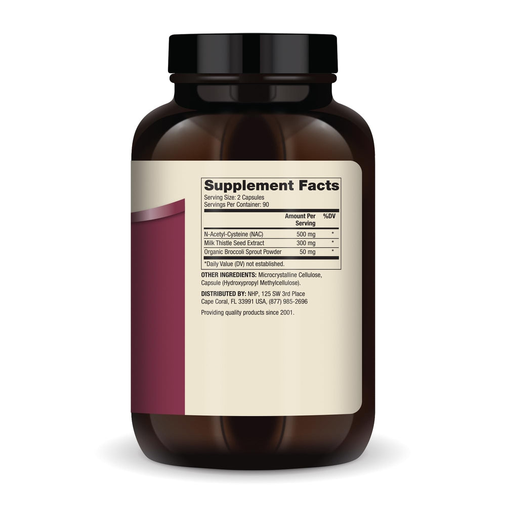 Dr. Mercola NAC with Milk Thistle capsules ready to take for antioxidant balance.