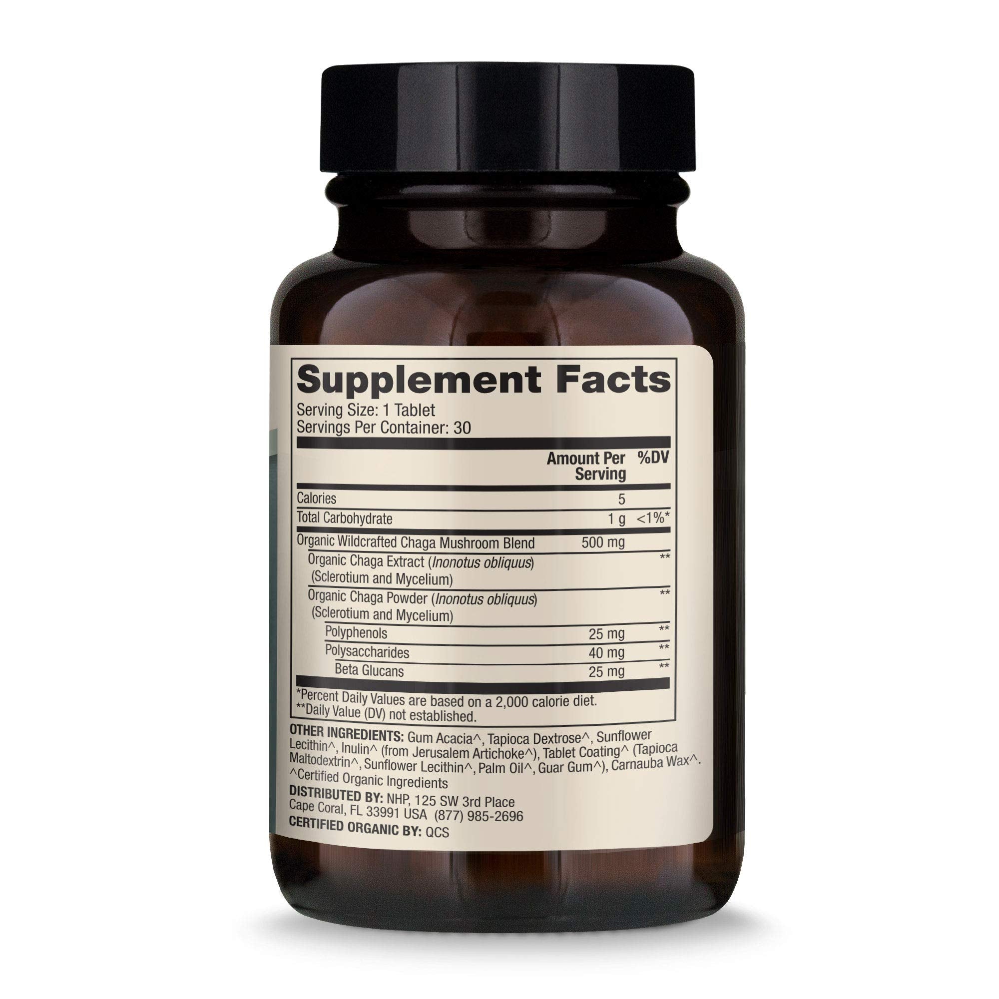 Dr. Mercola Organic Chaga Powder container shows rich antioxidant components.