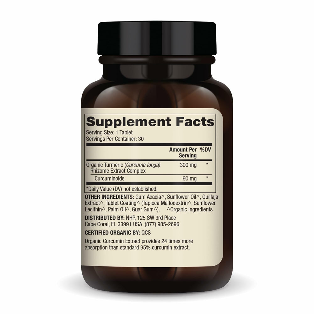 Dr. Mercola Organic Curcumin Extract label close-up highlighting USDA Organic certification.