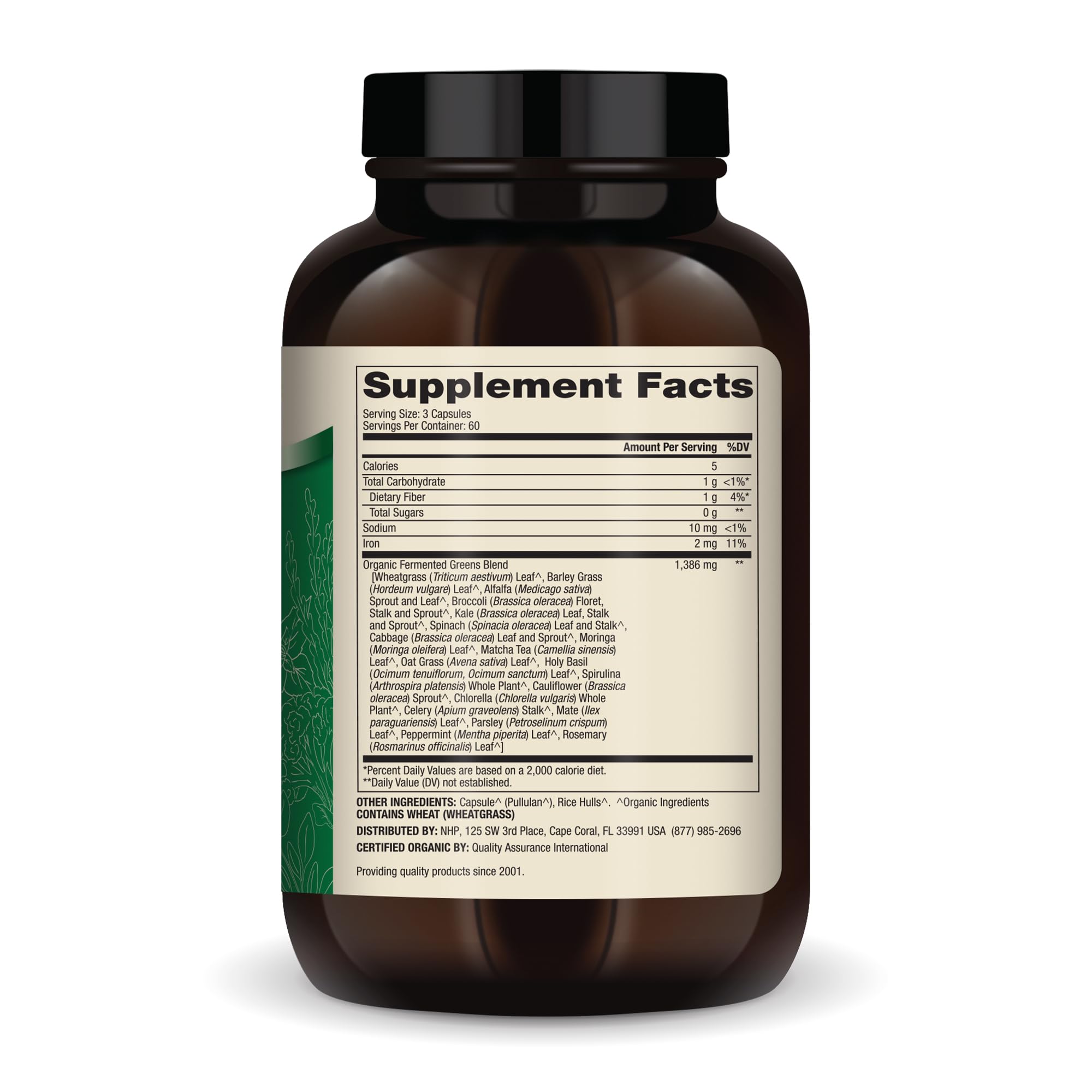 Dr. Mercola Organic Fermented Greens capsules close-up showing convenient daily supplementation.