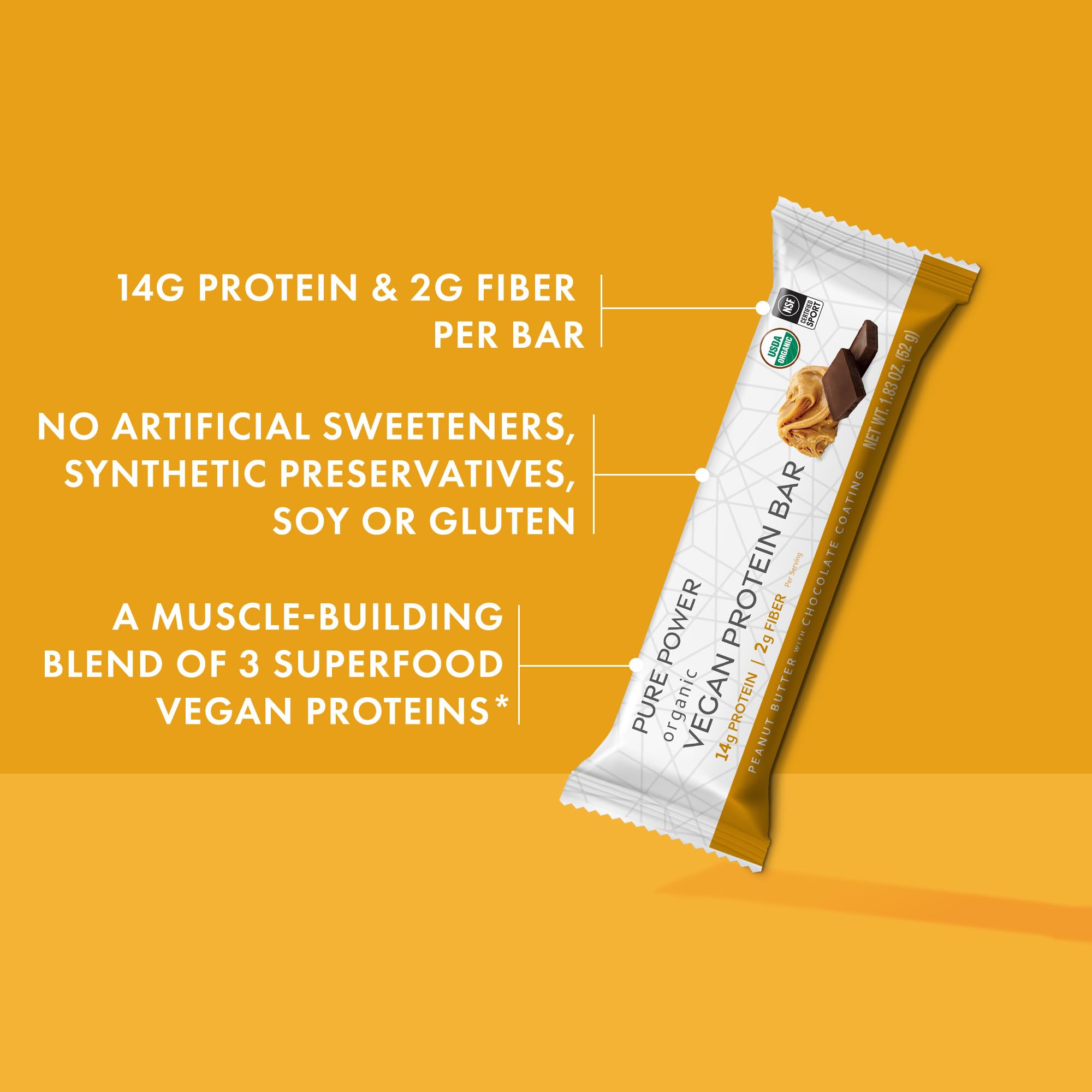 Dr. Mercola Pure Power bar showing organic peanut butter center for creamy texture.