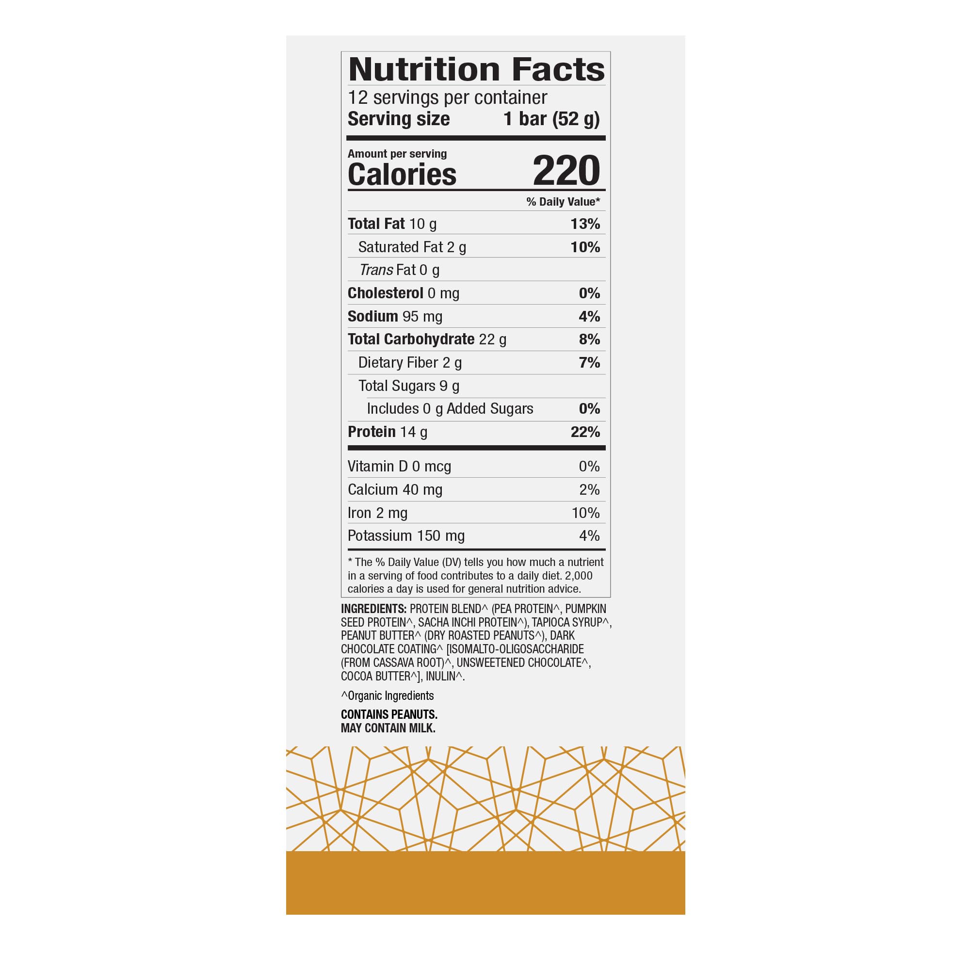 Close-up of Dr. Mercola Pure Power bar highlighting organic pumpkin seed protein.