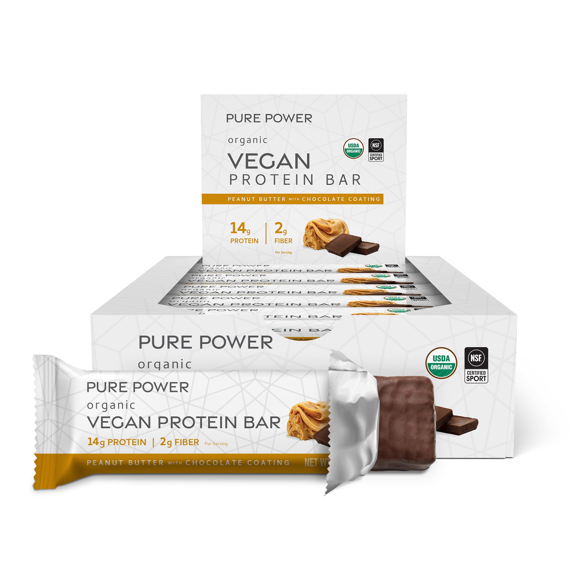Dr. Mercola Pure Power vegan bar with peanut butter chocolate for quick energy on the go.