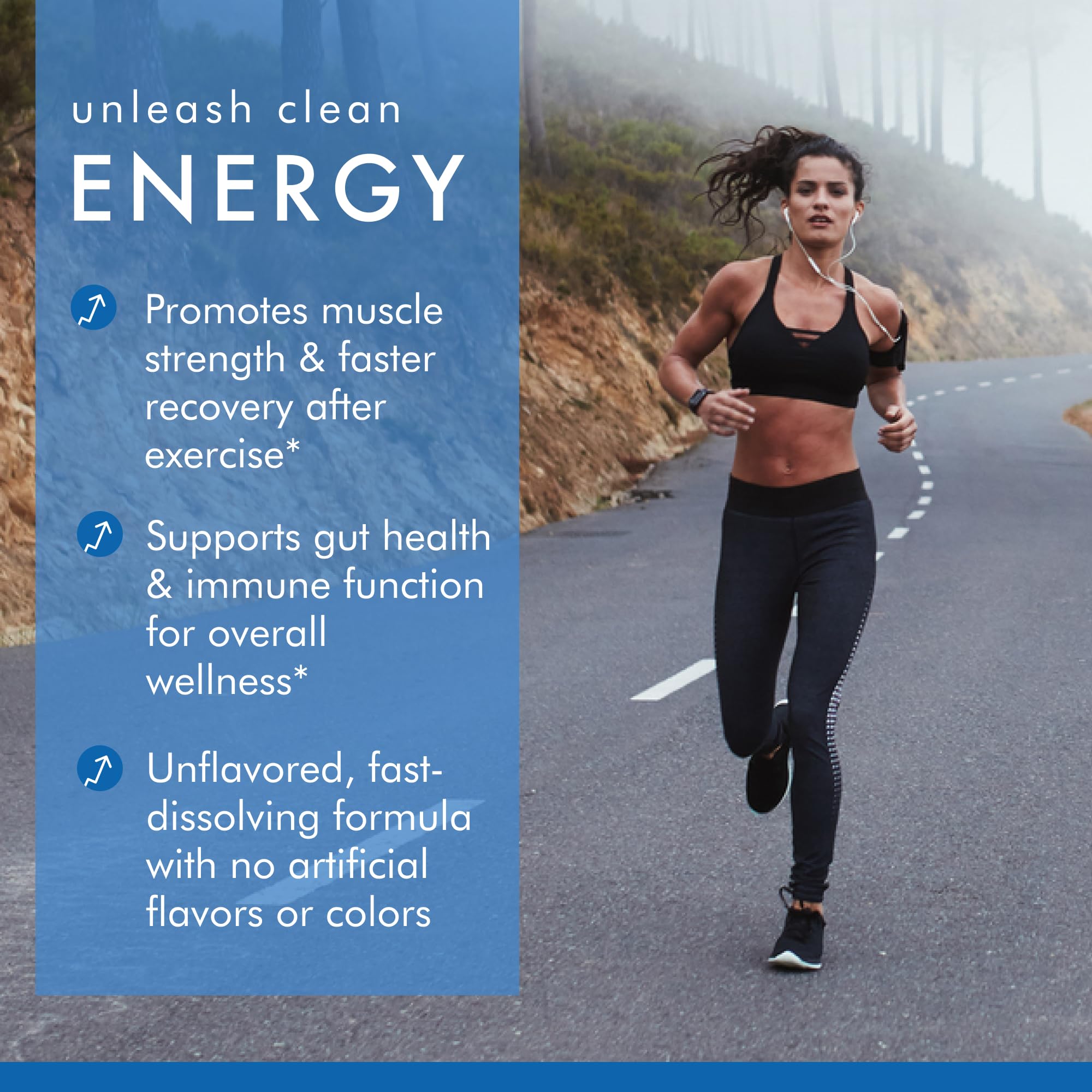 Back label notes Non-GMO and NSF Certified for Sport credentials.