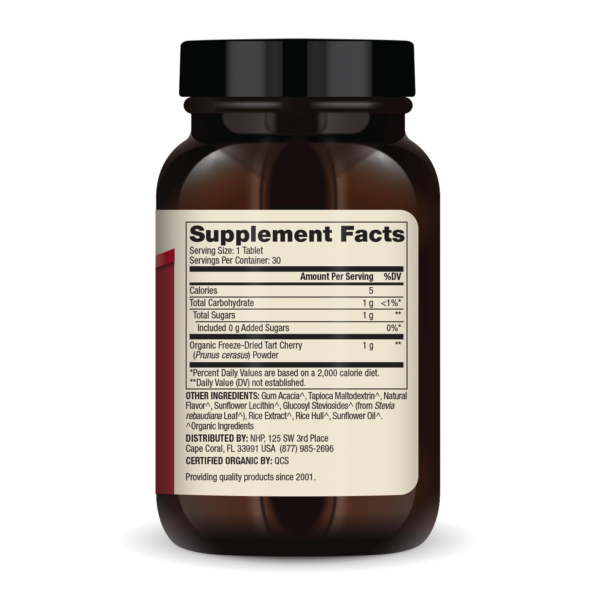 Dr. Mercola Tart Cherry chewables on spoon, easy daily use.