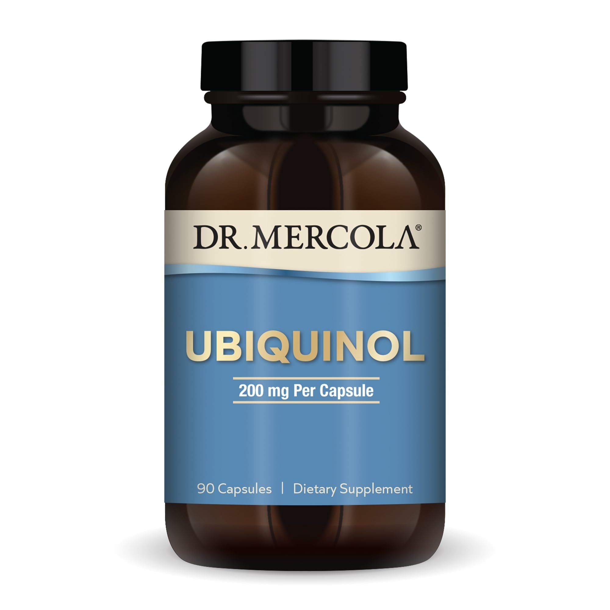 Dr. Mercola Ubiquinol bottle front highlighting energy support potential