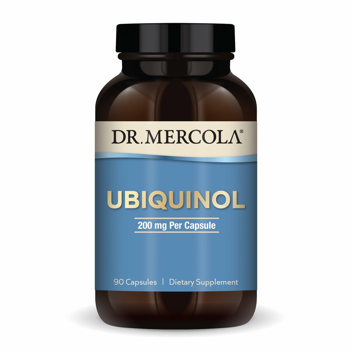 Dr. Mercola Ubiquinol bottle front highlighting energy support potential