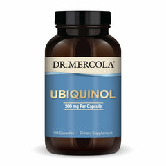 Dr. Mercola Ubiquinol bottle front highlighting energy support potential