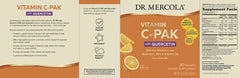 Dr. Mercola Vitamin C-PAK orange dissolving drink with zinc and vitamin D3 for gluten-free daily use.