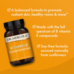 Dr. Mercola Vitamin E soy-free and non-GMO formulation label.