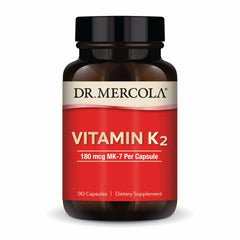 Dr. Mercola Vitamin K2 bottle showing high-absorption MK-7 for calcium use