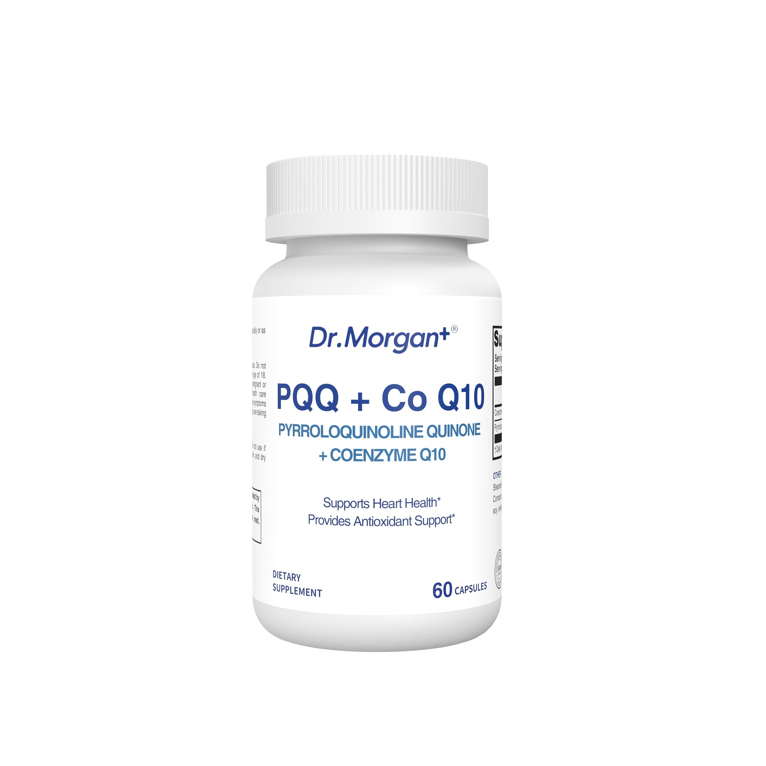 DR.MORGAN PQQ + CoQ10 bottle front view for daily energy support.