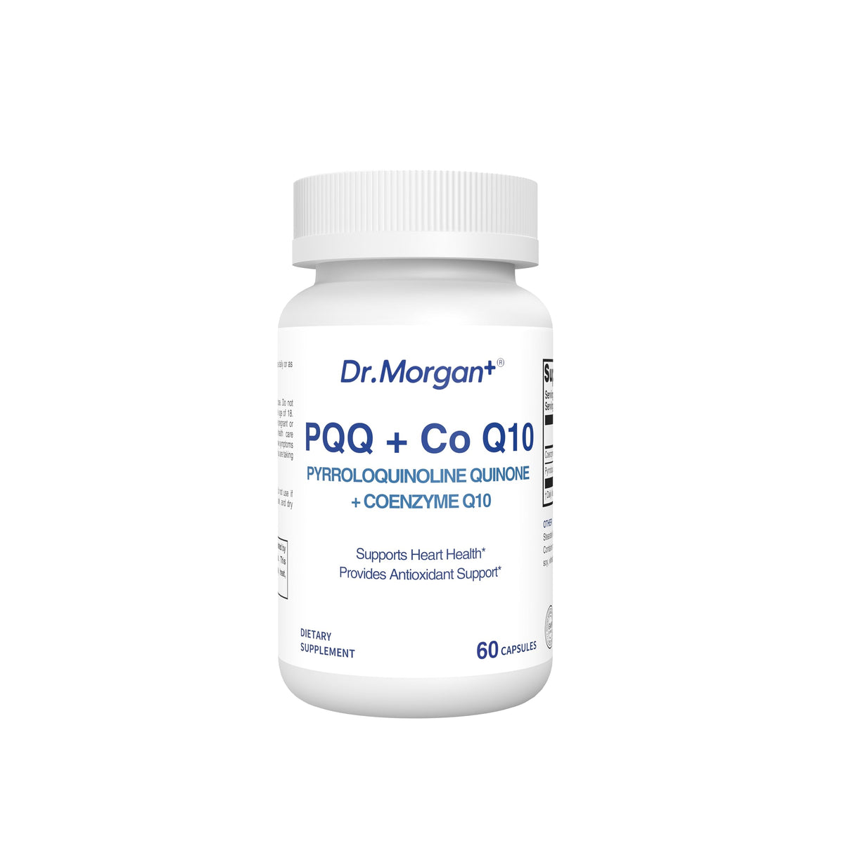 DR.MORGAN PQQ + CoQ10 bottle front view for daily energy support.