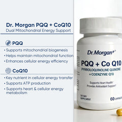 DR.MORGAN PQQ + CoQ10 label emphasizes non-GMO purity.