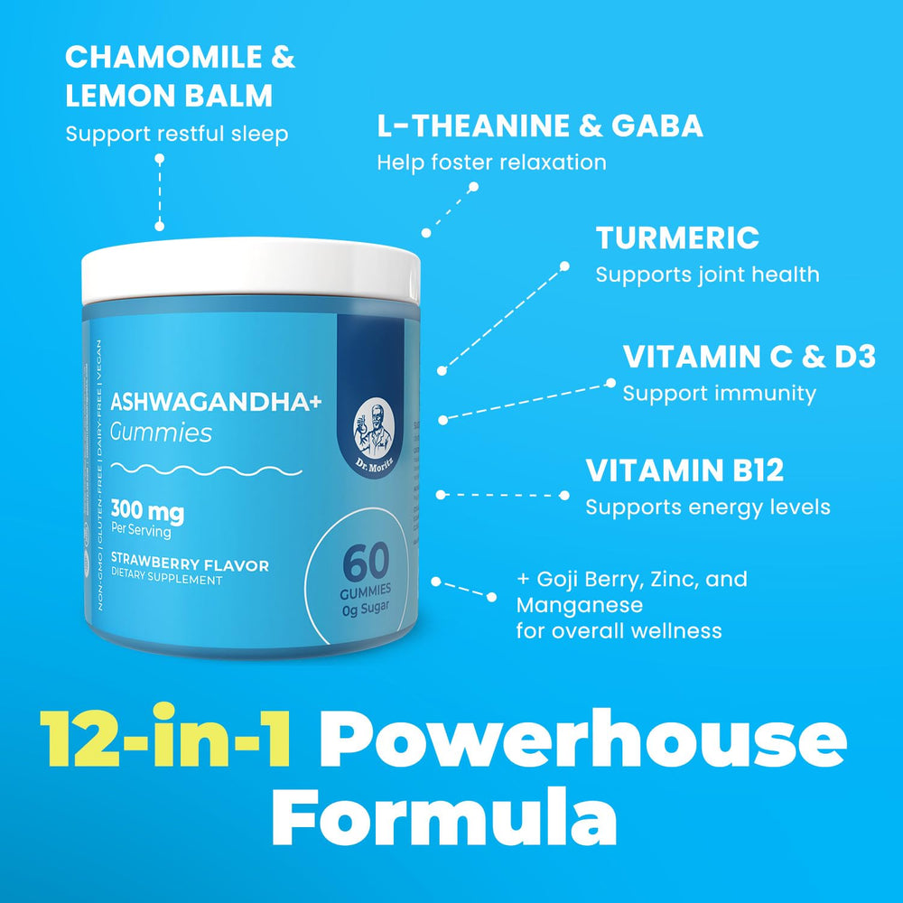 Gummies dispensed into a hand highlight convenient chewable format.