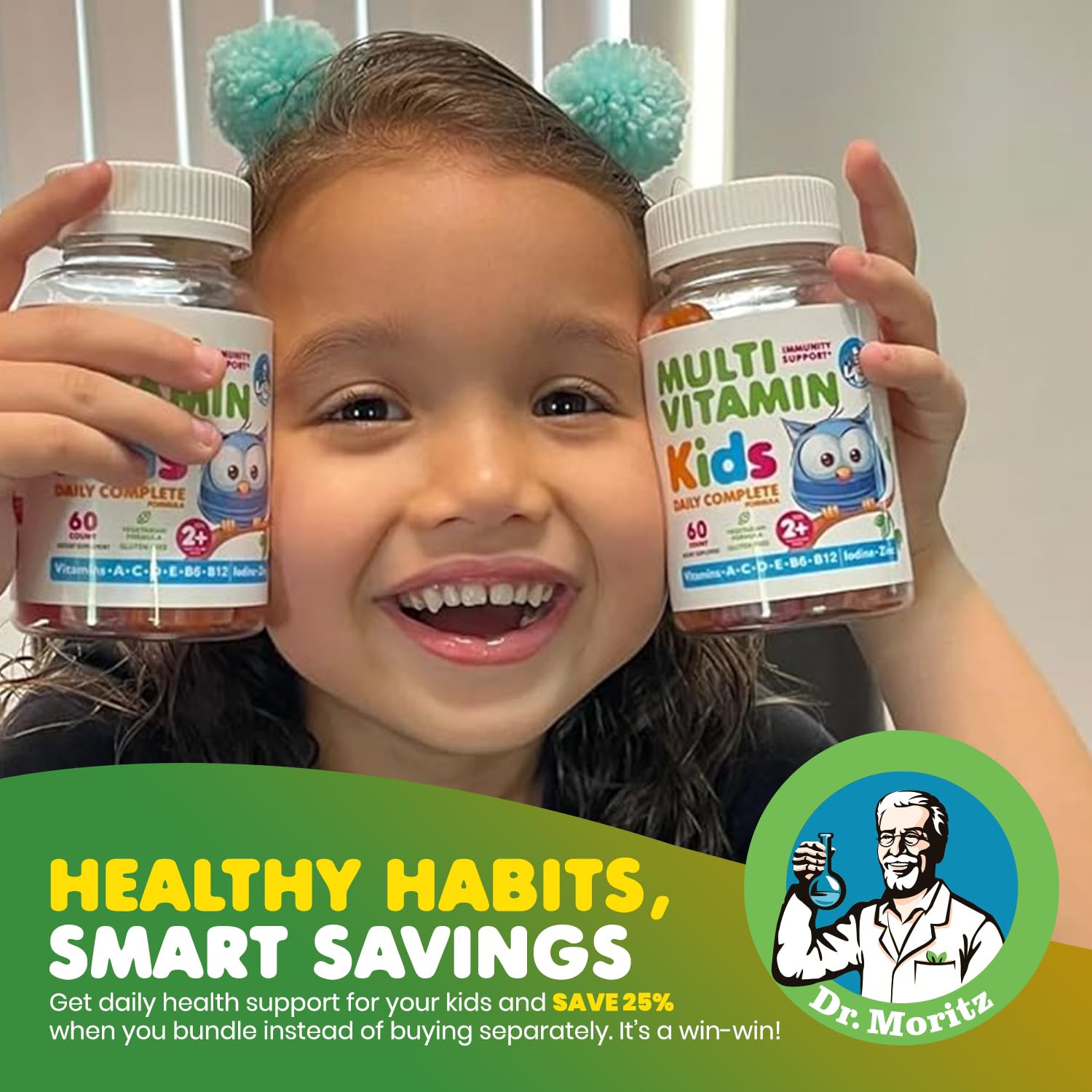 DR. MORITZ Gummies on breakfast table, kid-friendly daily routine.