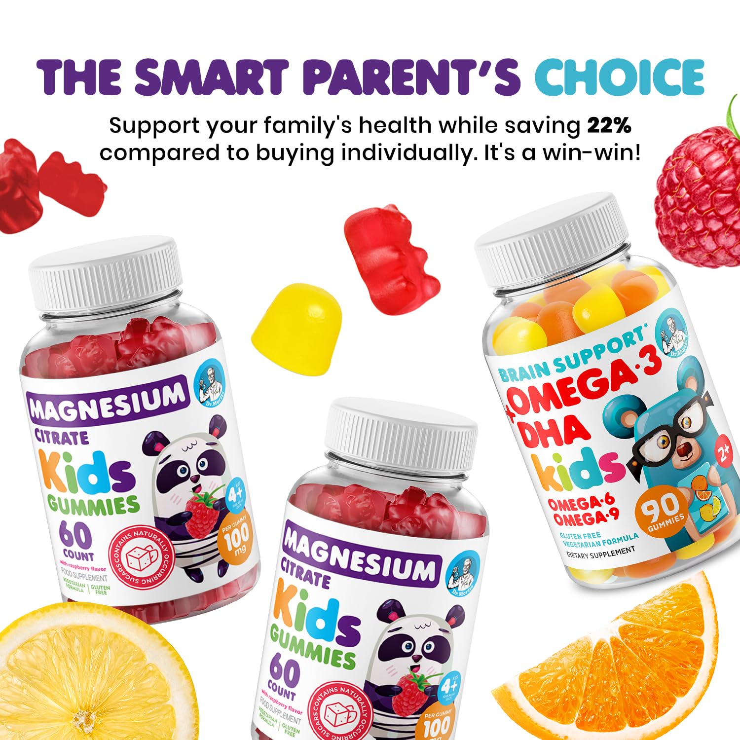 Nutrition labels and bundle features of DR. MORITZ gummies package