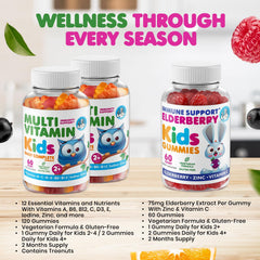 Closeup of DR. MORITZ elderberry gummies serving for kids, daily immune support.
