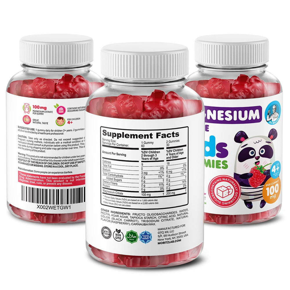 Ingredient panel of DR. MORITZ gummies, highlighting vitamin C and chia oil benefits